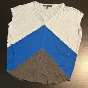 White House Black Market Blue and Gray Short Sleeve Tee